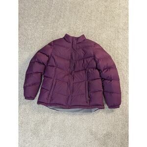LL Bean Jacket Womens XL Purple Down Puffer Full Zip Fleece Lined Winter Coat